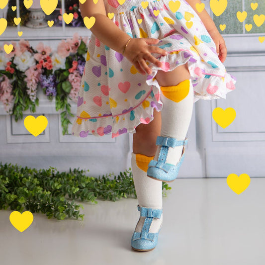 Yellow & Pink Heart knee socks!