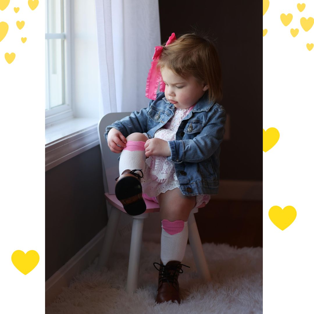 Yellow & Pink Heart knee socks!