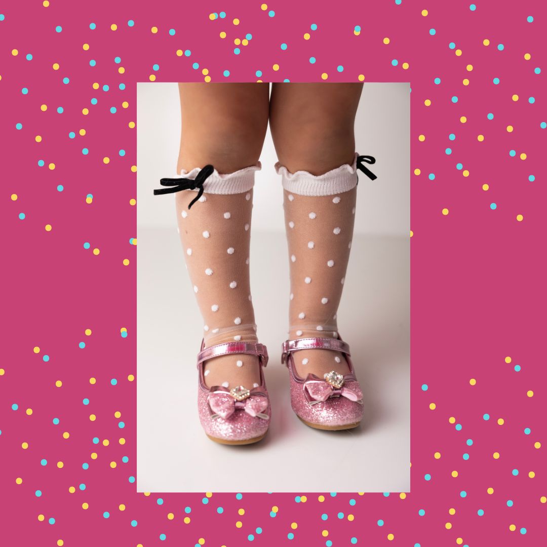 Polka dot sheer knee highs