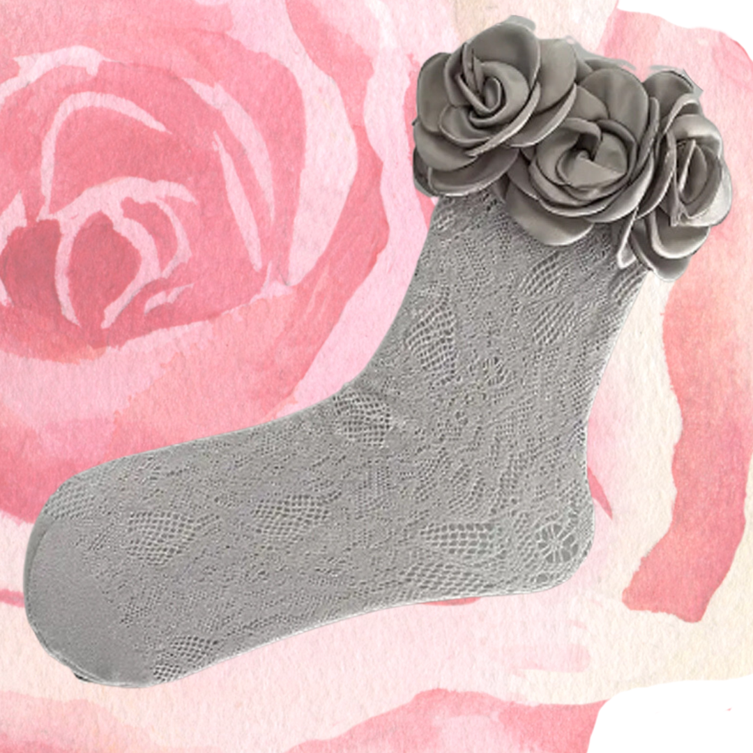 Rose trimmed lace sock