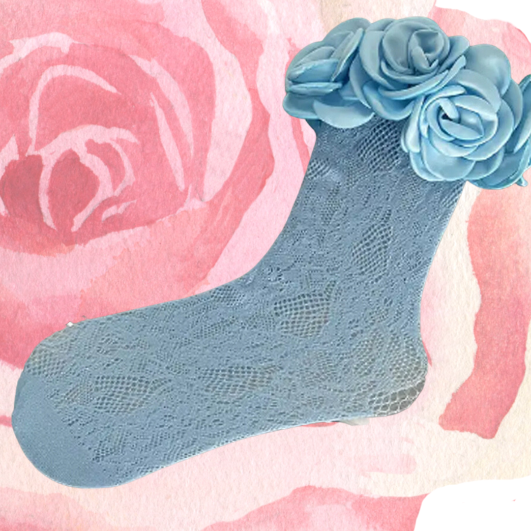 Rose trimmed lace sock