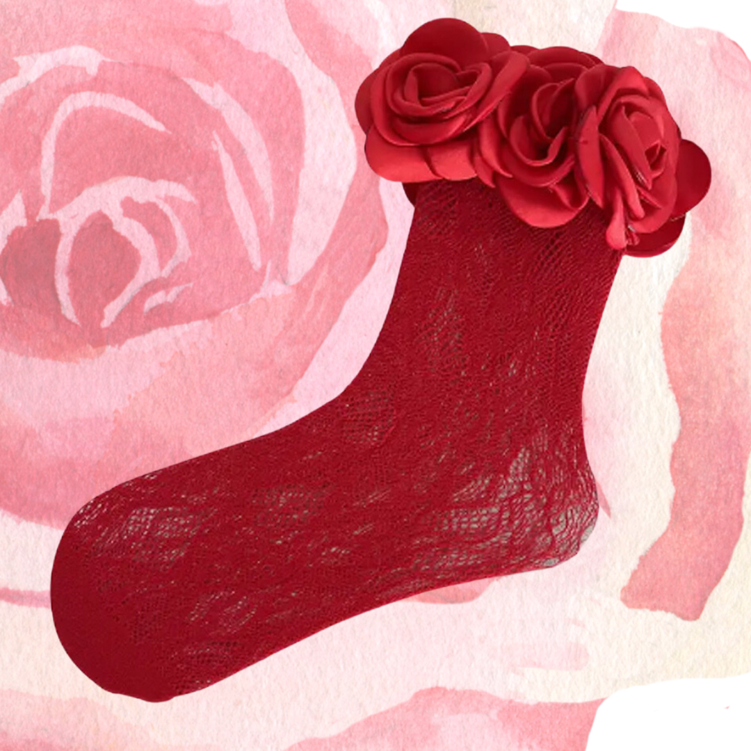 Rose trimmed lace sock