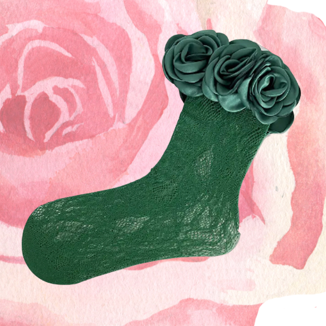 Rose trimmed lace sock