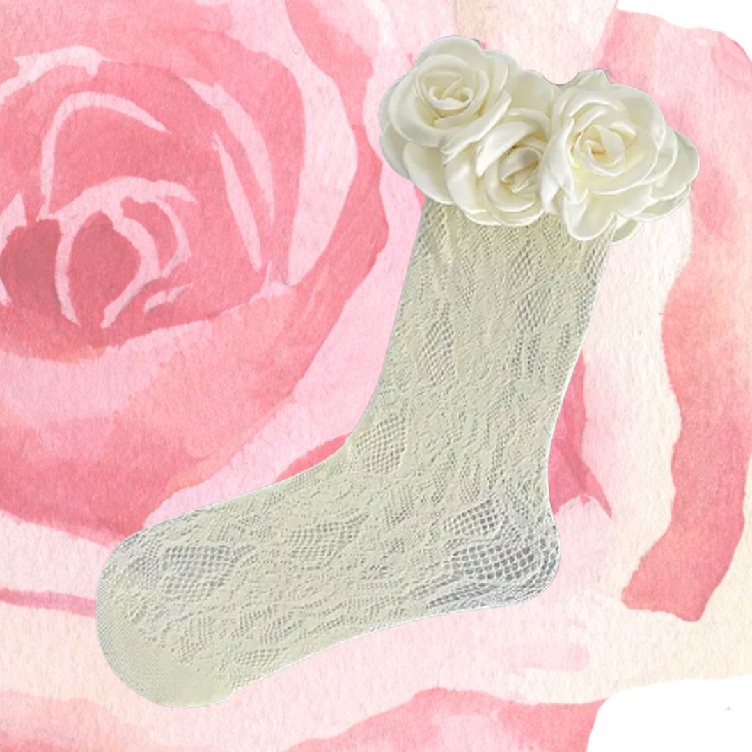 Rose trimmed lace sock