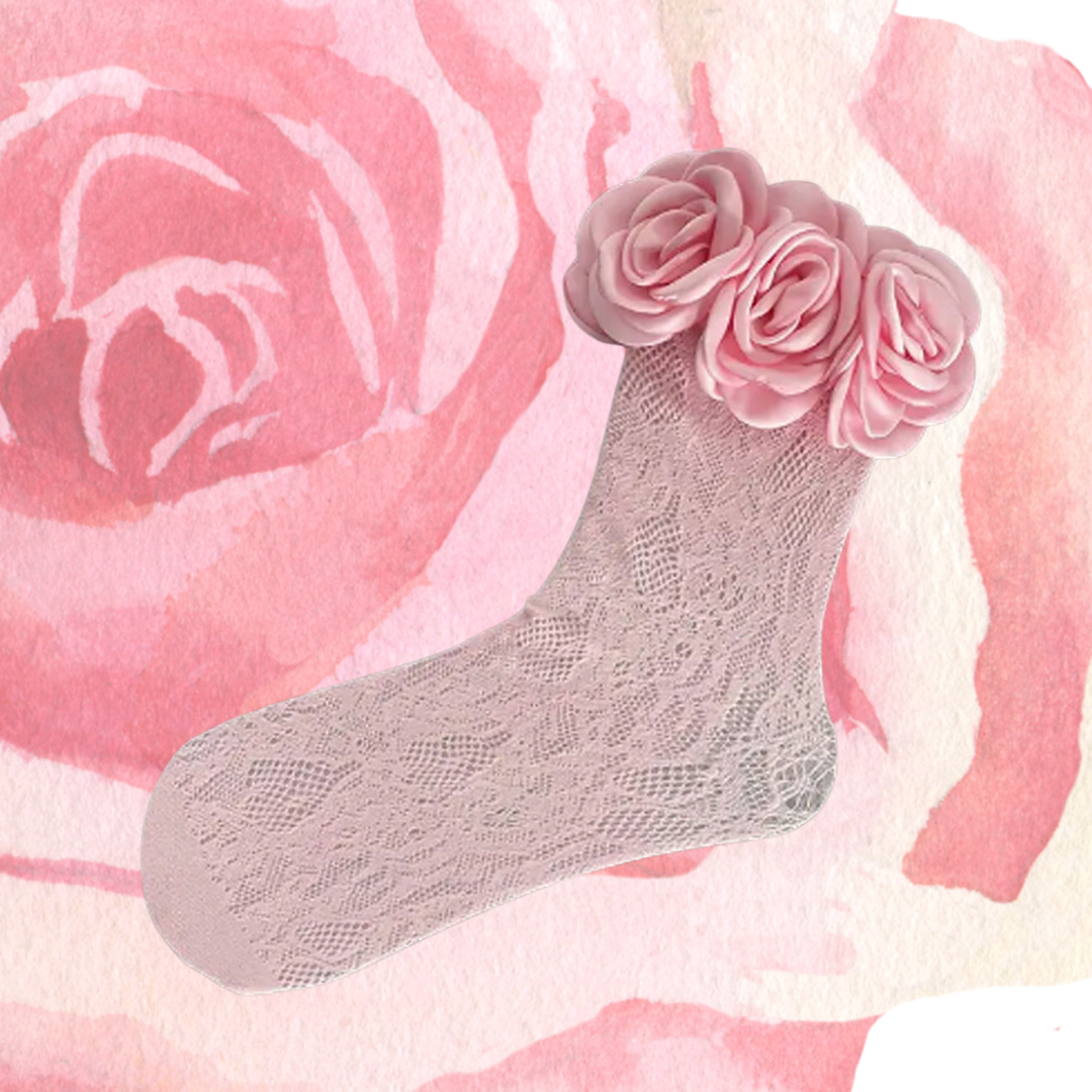 Rose trimmed lace sock